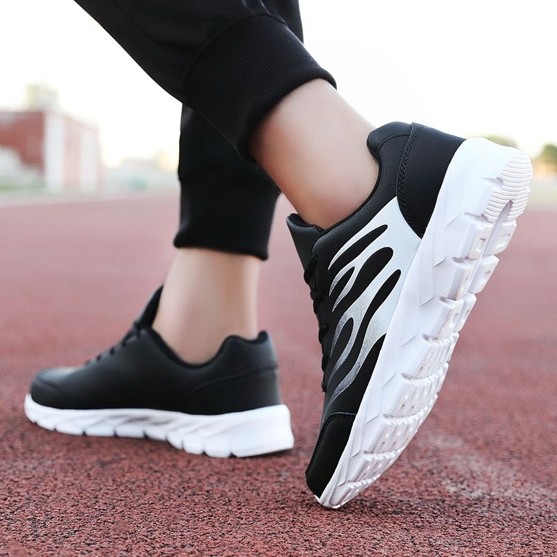 Big Size Mens Casual Running Shoes-Black White