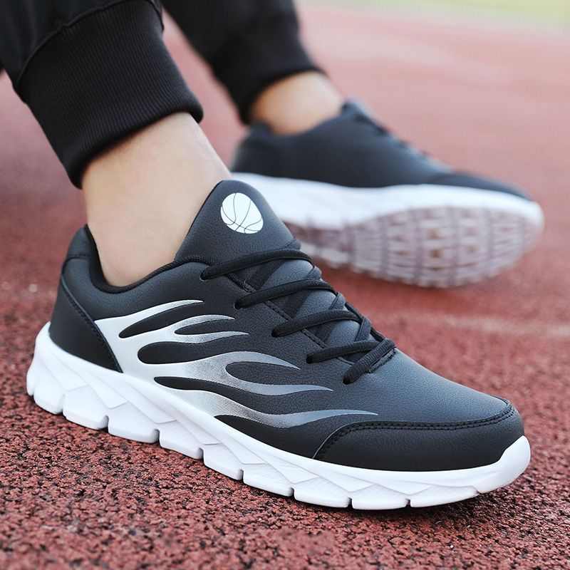 Big Size Mens Casual Running Shoes-Black White