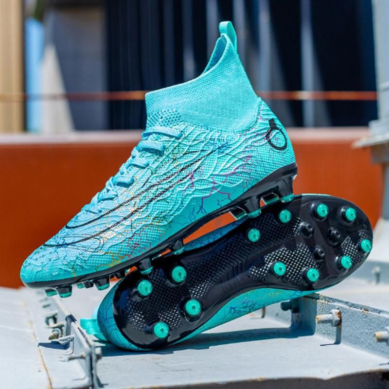 Fashion high-top football shoes men's and women's spikes football shoes -Green