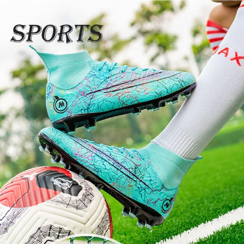 Fashion high-top football shoes men's and women's spikes football shoes -Green