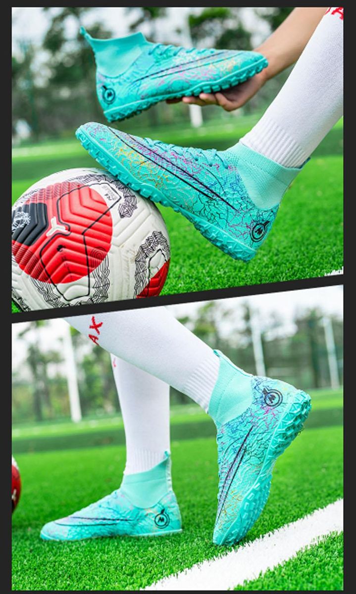 Fashion high-top football shoes men's and women's spikes football shoes -Green