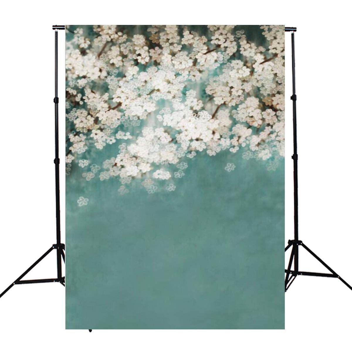 Green Background White Flower Virtual Indoor Photographic Background Cloth Backd