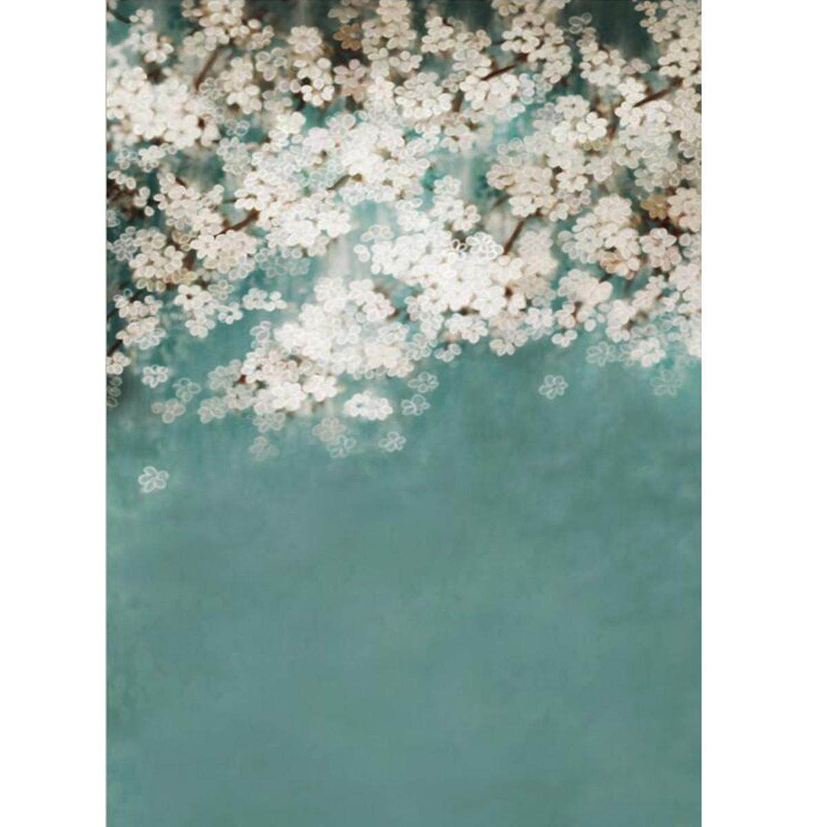 Green Background White Flower Virtual Indoor Photographic Background Cloth Backd