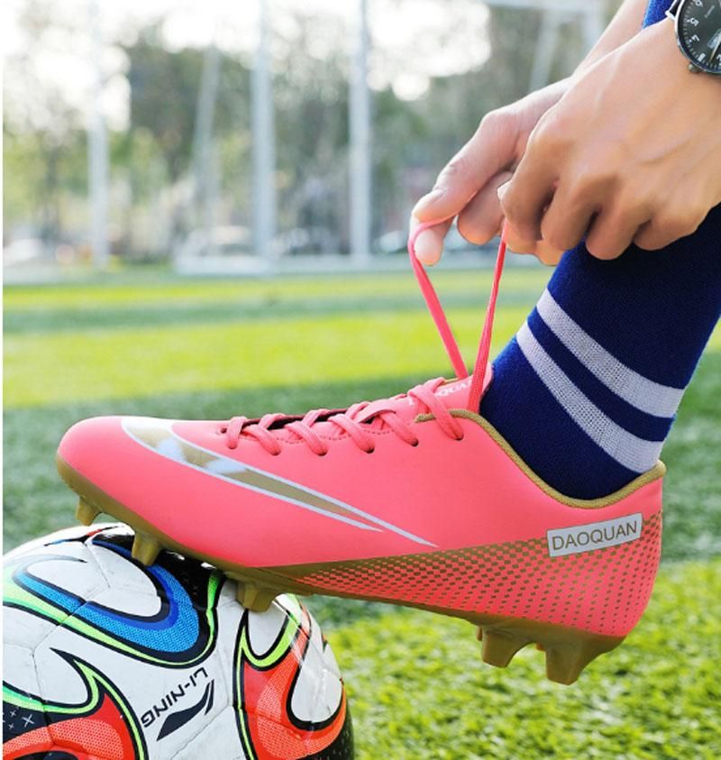 Fashion Football Shoes Men's Women's Non Slip Running Long Spikes Shoes  - Red