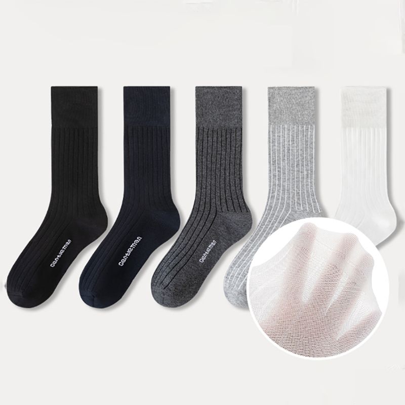 Summer high quality cotton thin socks for men Business breathable soft casual crew long mid tube soft socks spring comfortable