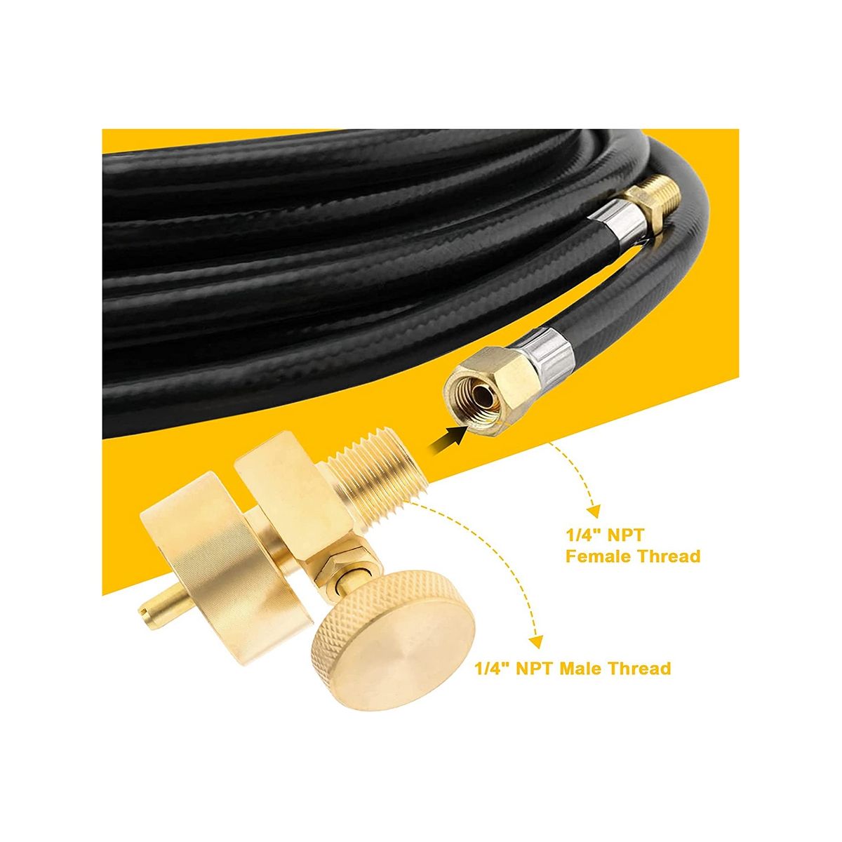 Brass 1LB Propane Disposal Cylinder Adapter Valve 14 Inch NPT Male & M8X1 Female Thread Fire Pit Stove BBQ