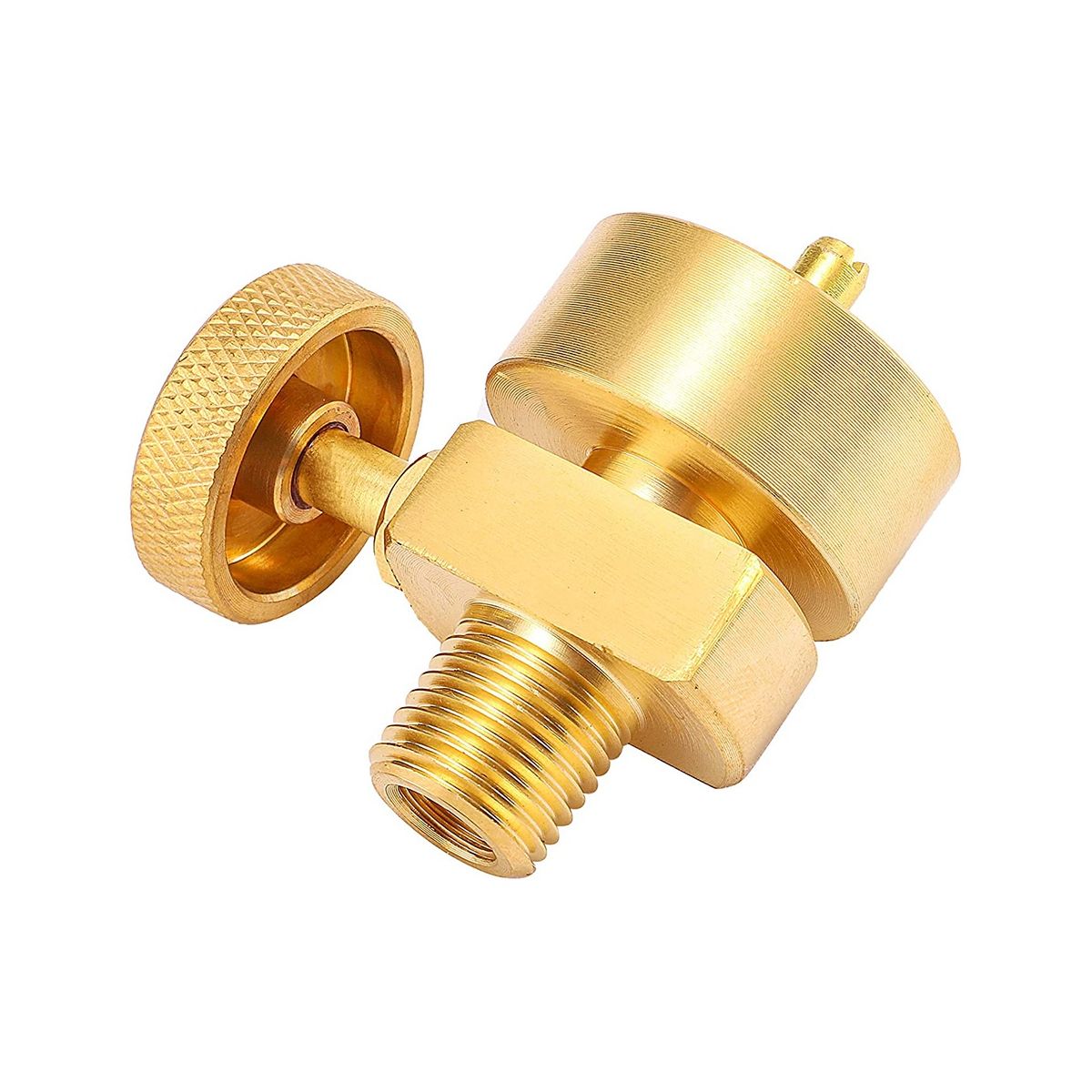 Brass 1LB Propane Disposal Cylinder Adapter Valve 14 Inch NPT Male & M8X1 Female Thread Fire Pit Stove BBQ