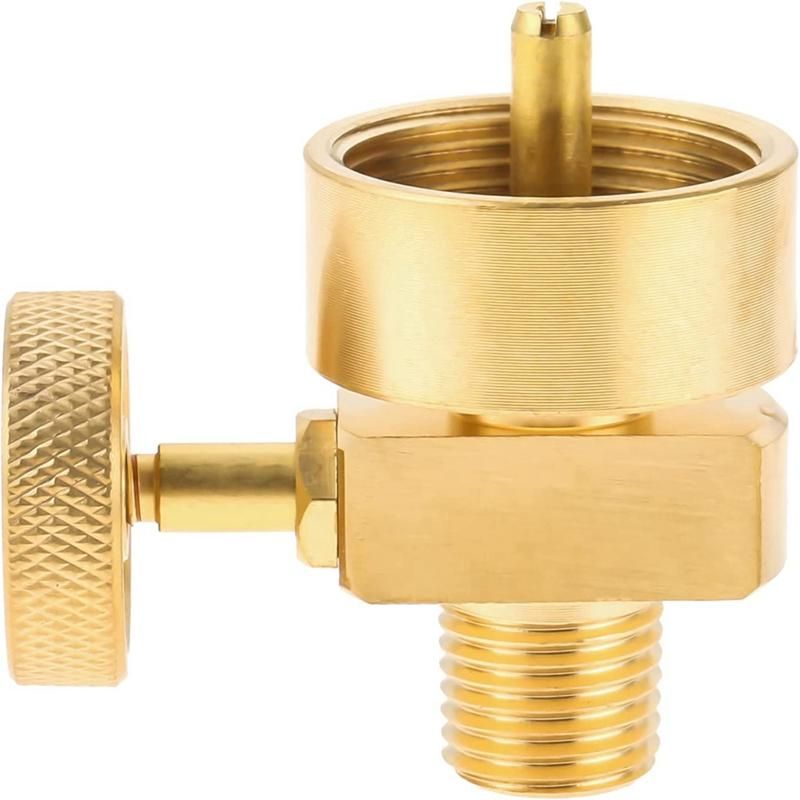 Brass 1LB Propane Disposal Cylinder Adapter Valve 14 Inch NPT Male & M8X1 Female Thread Fire Pit Stove BBQ