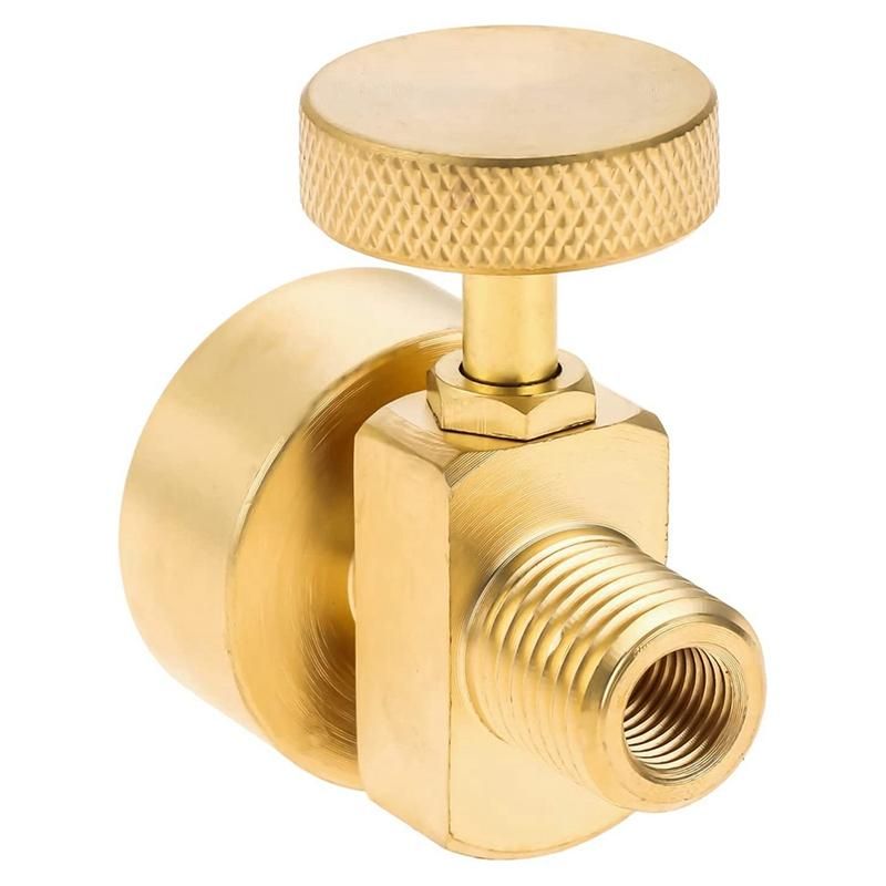 Brass 1LB Propane Disposal Cylinder Adapter Valve 14 Inch NPT Male & M8X1 Female Thread Fire Pit Stove BBQ