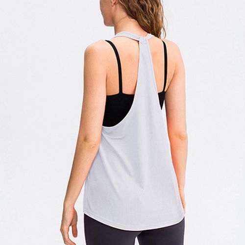 Women's Sports Blouse Breathable Fitness Vest Running Sleeveless Top（White）