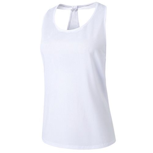 Women's Sports Blouse Breathable Fitness Vest Running Sleeveless Top（White）
