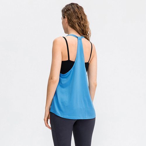 Women's Sports Blouse Breathable Fitness Vest Running Sleeveless Top（Blue）