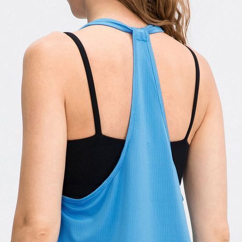 Women's Sports Blouse Breathable Fitness Vest Running Sleeveless Top（Blue）