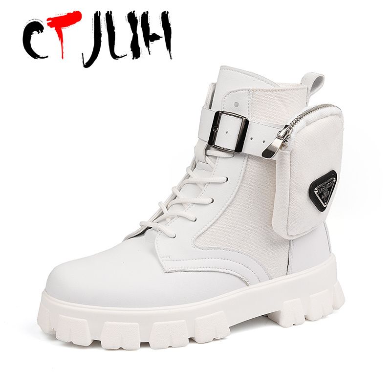 Pocket Boots For Men Boots High Top Men Single Boots Martin Boots Soft Boots Autumn Ankle Boots Men Shoes-Black
