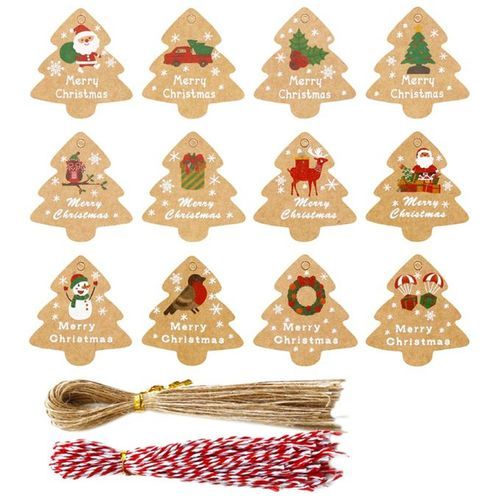 Christmas Labels Stickers Art Deco Xmas Tree Shaped Gift 196 PCS
