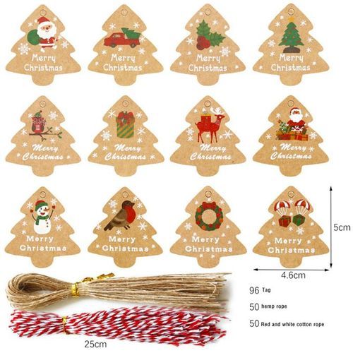 Christmas Labels Stickers Art Deco Xmas Tree Shaped Gift 196 PCS