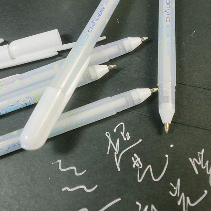 6pcs/lot White Gel Pen For Black Card Paper , Stationery