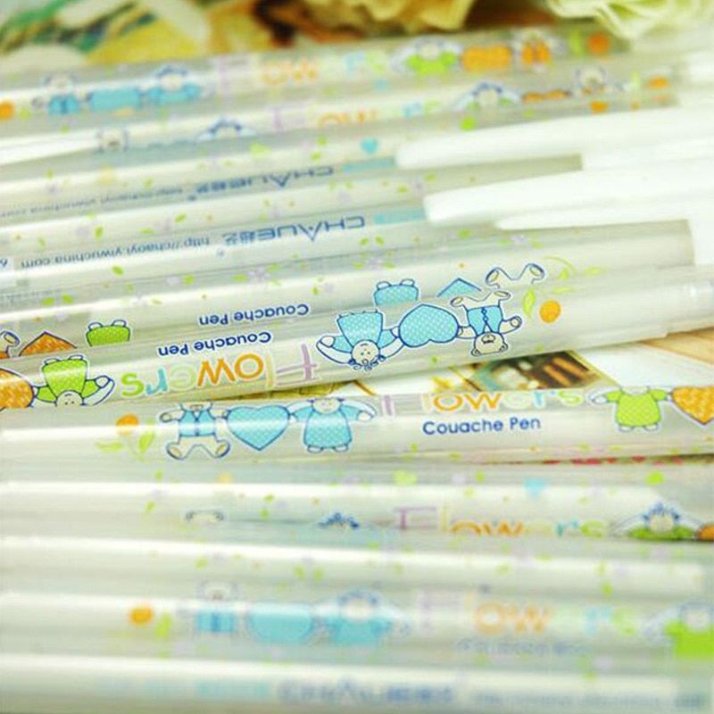 6pcs/lot White Gel Pen For Black Card Paper , Stationery