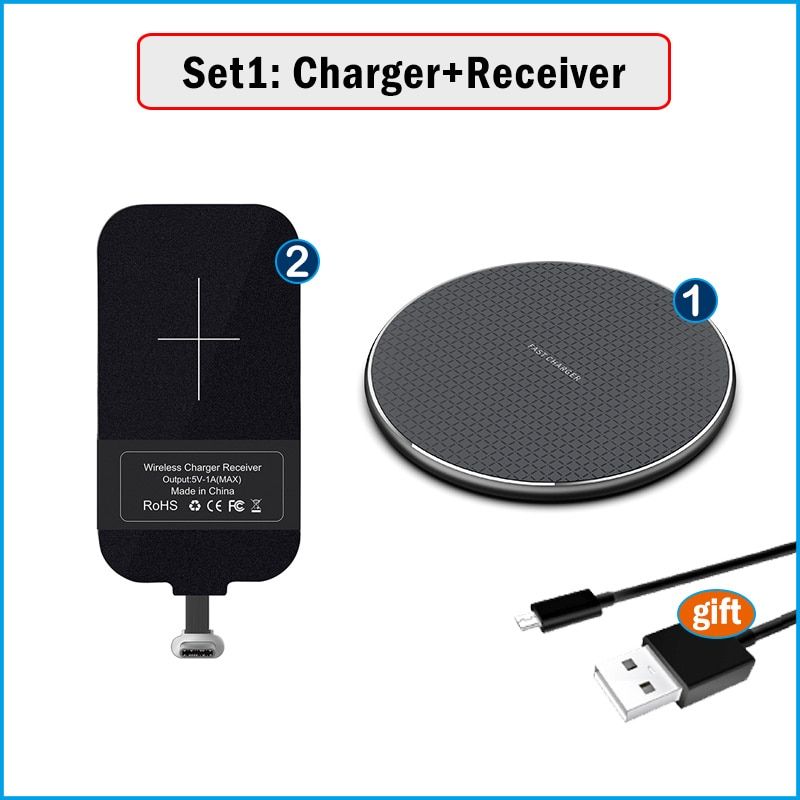 Qi Wireless Charging Adapter For Samsung Galaxy A12 A22 A32 A42 A52 A72 4G 5G Wireless Charger+USB Type-C Receiver-ZEROSHMA