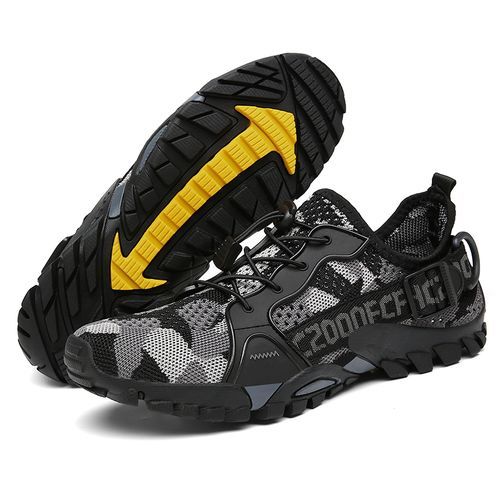 Cool Hiking Shoes Men Sneakers Climbing Mountain EUR Size 36-47 Unisex Slip On Breathable Mesh Combat Desert Training Sneakers Couple Outdoor Trekking Shoes Male Camping Sneakers Non-Slip Quick-dry Water Shoes Grey