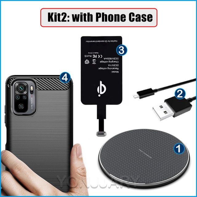 Qi Wireless Charger Receiver For Xiaomi Redmi Note 10/10s