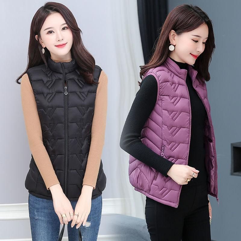 Short sleeveless cotton vest, cotton padded jacket, large size, for autumn and winter