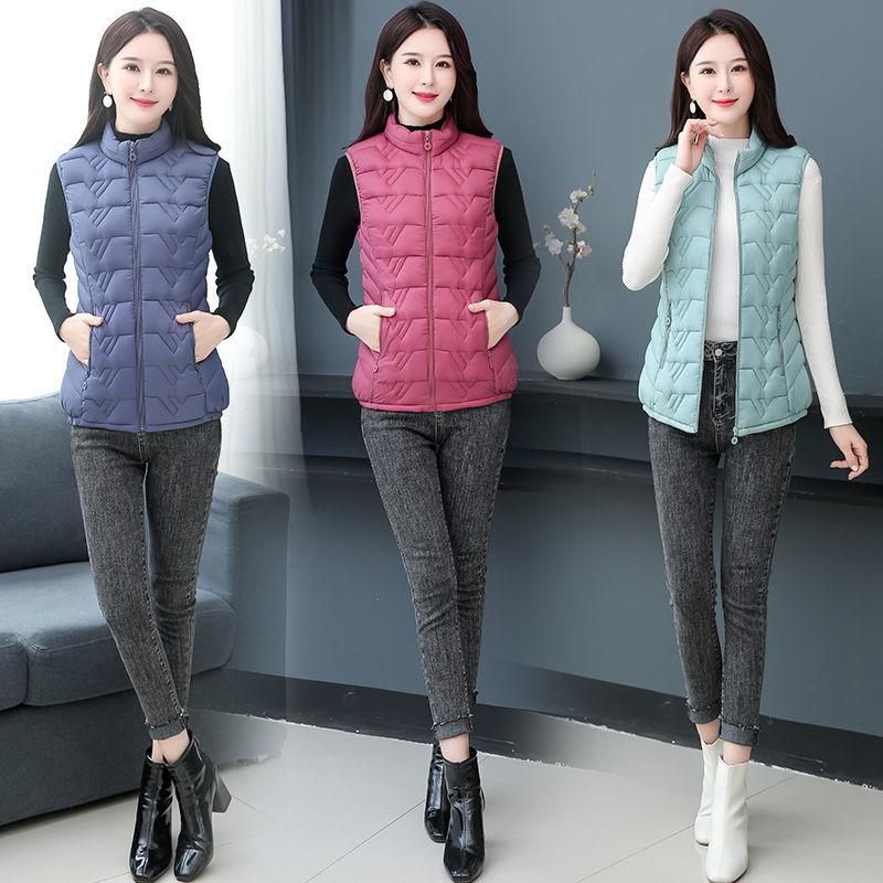 Short sleeveless cotton vest, cotton padded jacket, large size, for autumn and winter