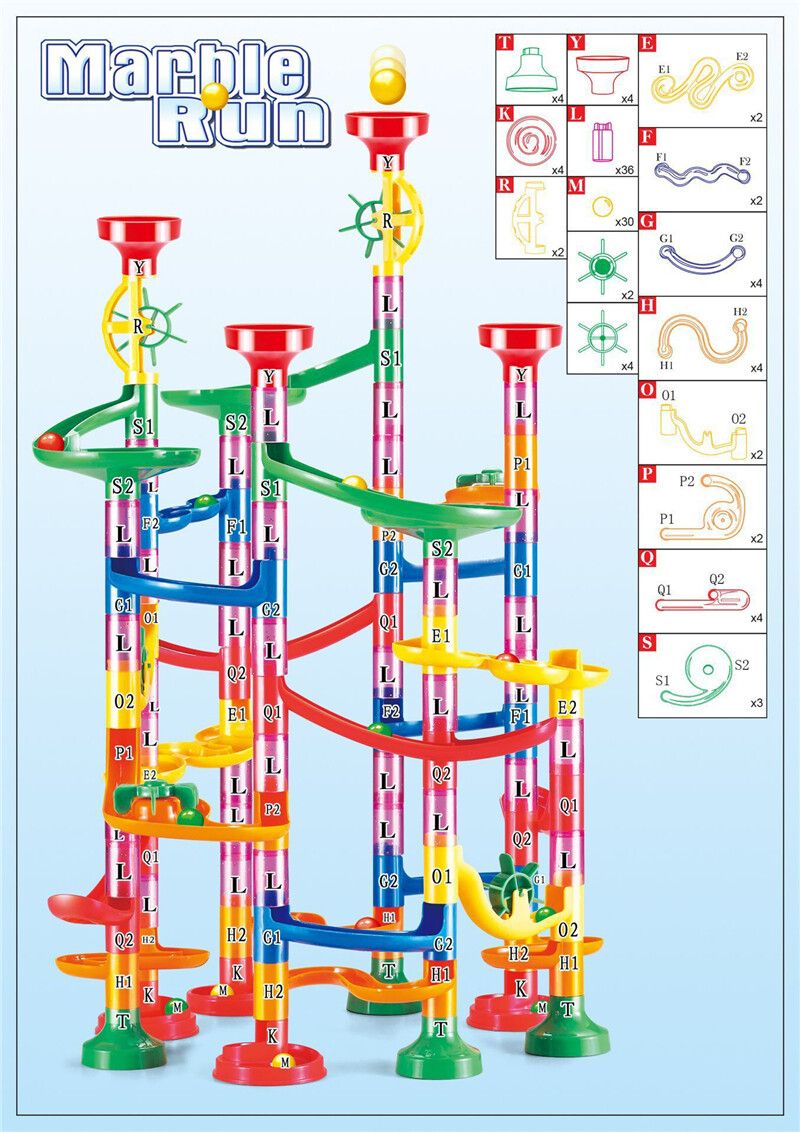 109Pcs Set 3D Construction Marble Race Run Maze Ball Track Building Blocks Compatible Set For Children Early Development Toys
