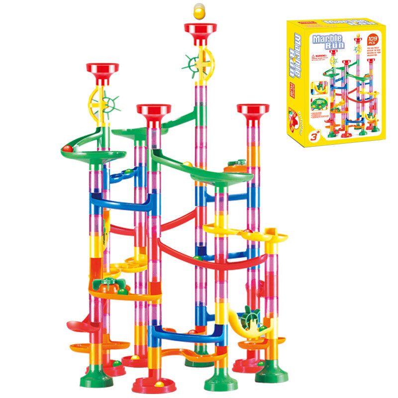109Pcs Set 3D Construction Marble Race Run Maze Ball Track Building Blocks Compatible Set For Children Early Development Toys