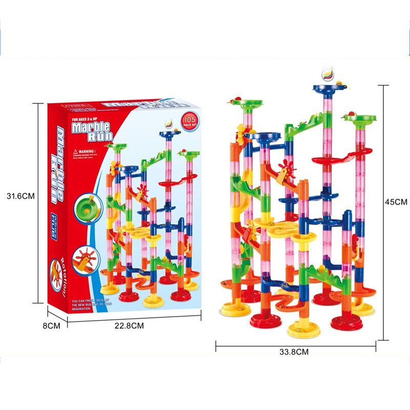109Pcs Set 3D Construction Marble Race Run Maze Ball Track Building Blocks Compatible Set For Children Early Development Toys