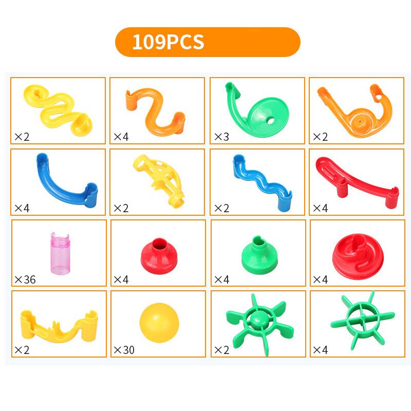 109Pcs Set 3D Construction Marble Race Run Maze Ball Track Building Blocks Compatible Set For Children Early Development Toys