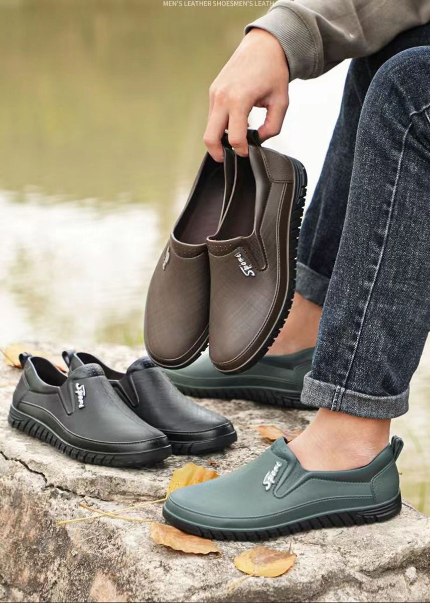 Men's Shallow Rain Boots Slip Waterproof Rubber Shoes-Blue