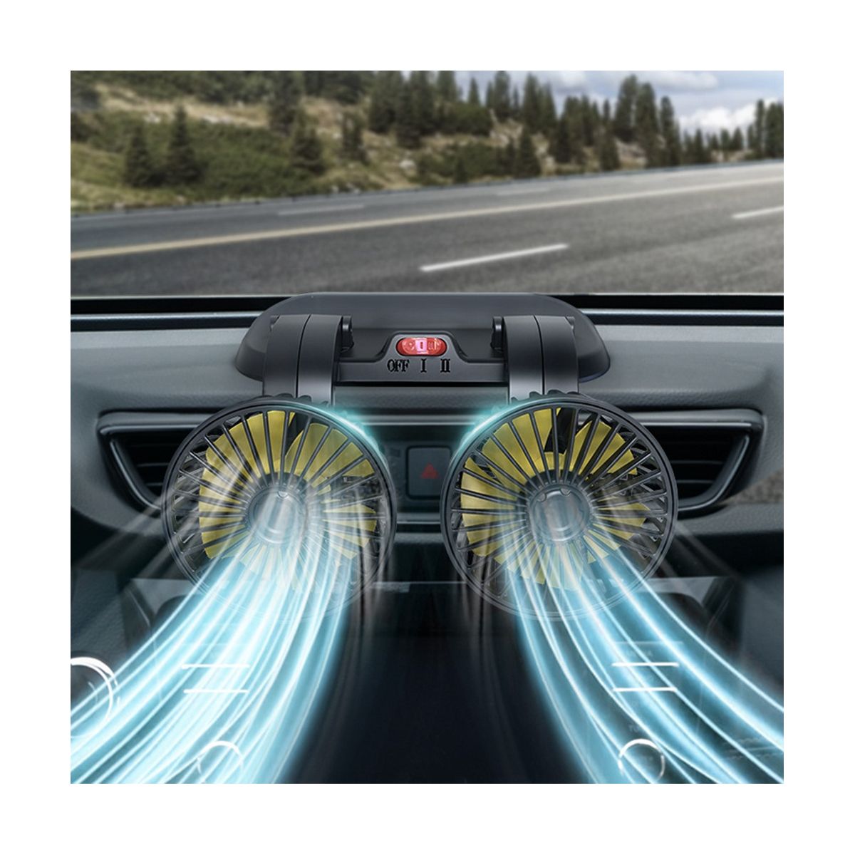12V Car Fan Universal Dual Head Fan Portable Fan Car Dual