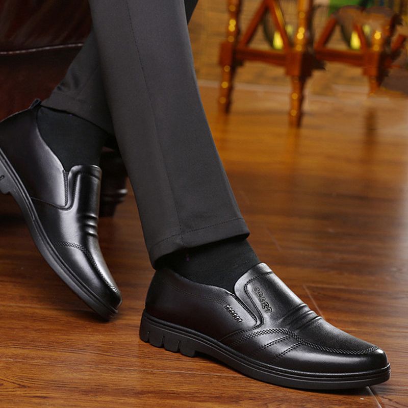 Men's New Casual Leather Shoes Comfortable Black