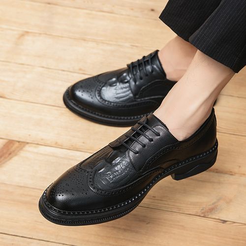 Italian Luxury Quality Men's Lace Up Brogue Oxfords Men Casual Shoes For Men Business Shoes Leather Formal Shoes Black