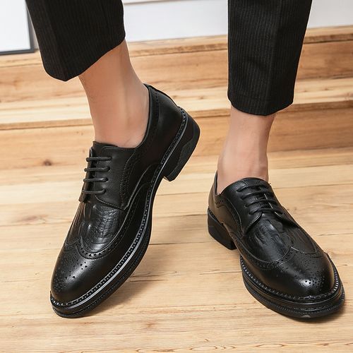 Italian Luxury Quality Men's Lace Up Brogue Oxfords Men Casual Shoes For Men Business Shoes Leather Formal Shoes Black