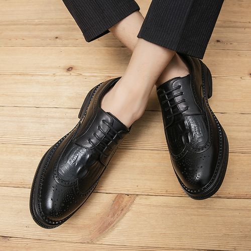 Italian Luxury Quality Men's Lace Up Brogue Oxfords Men Casual Shoes For Men Business Shoes Leather Formal Shoes Black