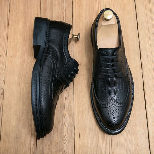 Italian Luxury Quality Men's Lace Up Brogue Oxfords Men Casual Shoes For Men Business Shoes Leather Formal Shoes Black