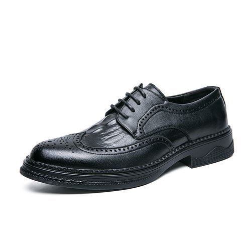 Italian Luxury Quality Men's Lace Up Brogue Oxfords Men Casual Shoes For Men Business Shoes Leather Formal Shoes Black