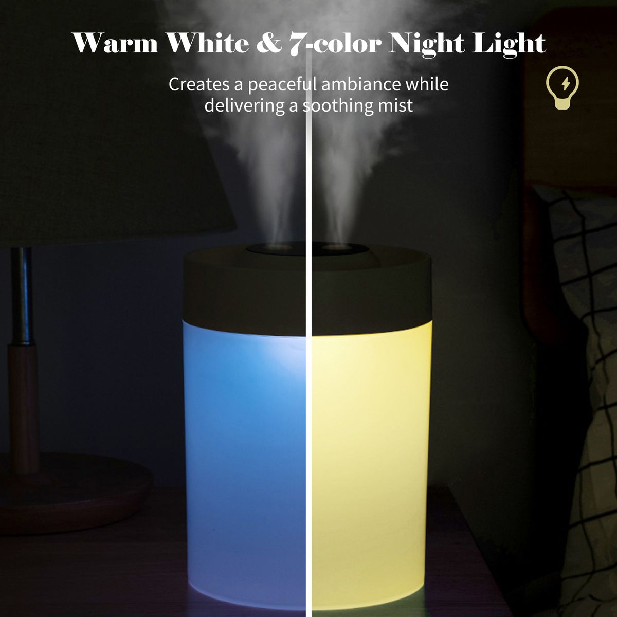 Mist Humidifier Diffuser With 7-Color Night Light 4.2L Large