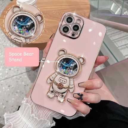 Phone Case For IPhone 13 Quicksand Space Bear