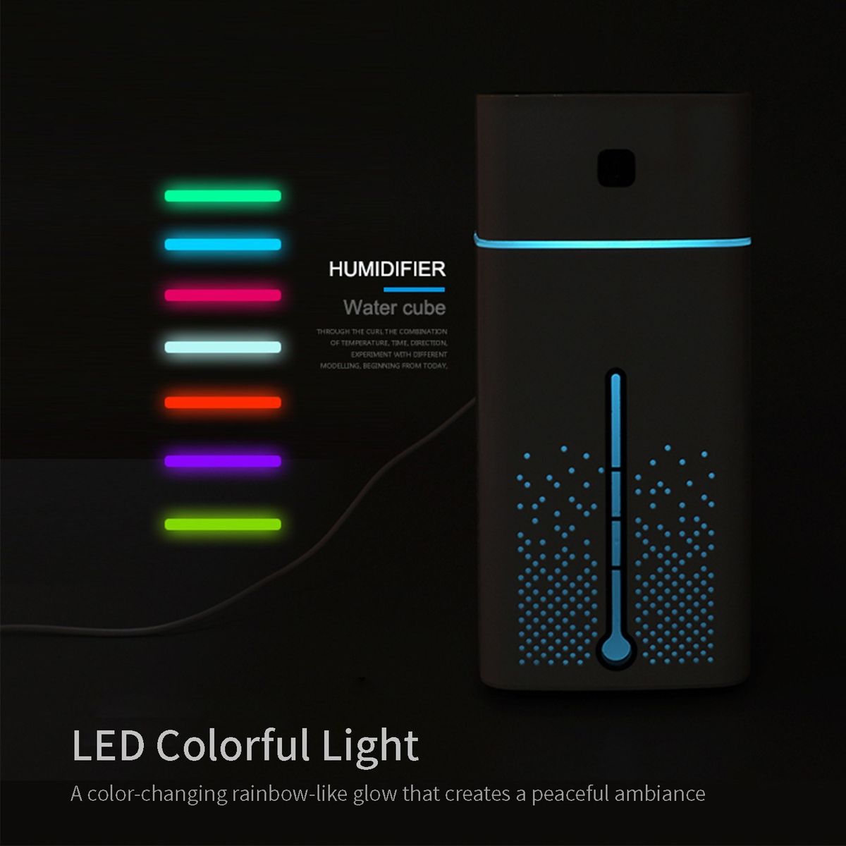 1000mL Mist Humidifier Diffuser With Colorful Light Quiet