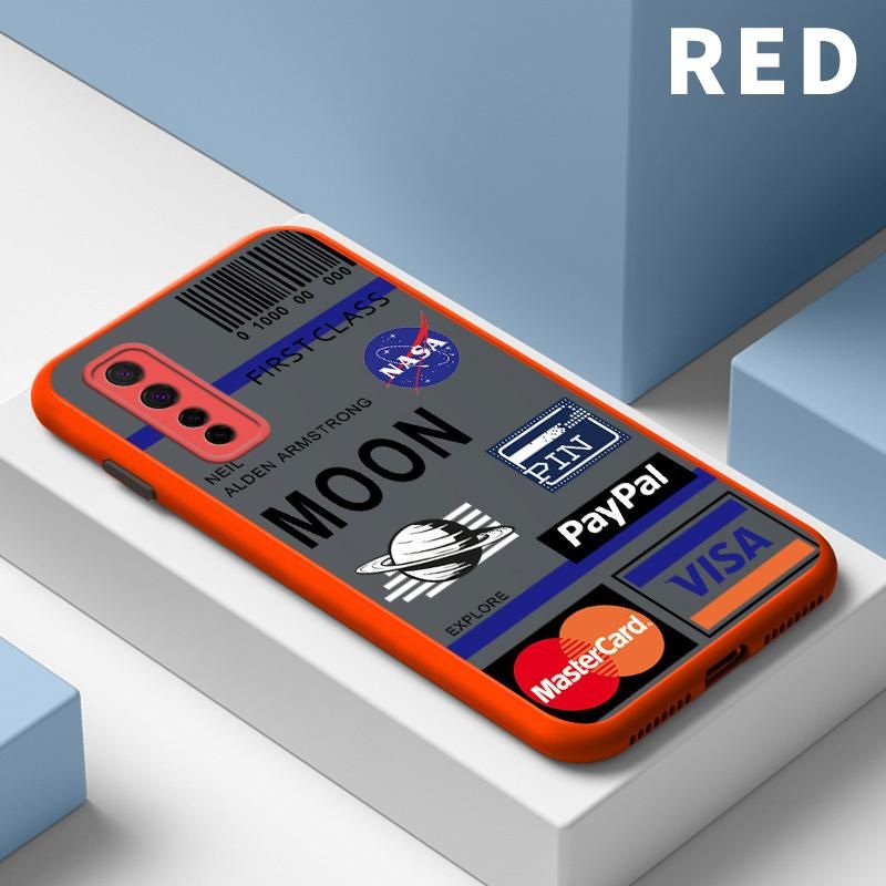 Armor Phone Case for Huawei Nova 7 SE P40 Lite 5G Moon Text Shockproof Bumper Case Camera Protection Matte Hard Cover-Red
