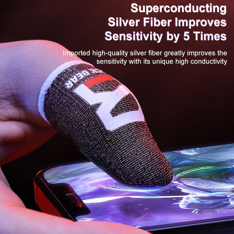 I27 Silver Fiber Anti-sweat Sensitive Touch Gaming Finger Cover For Thumb / Index Finger