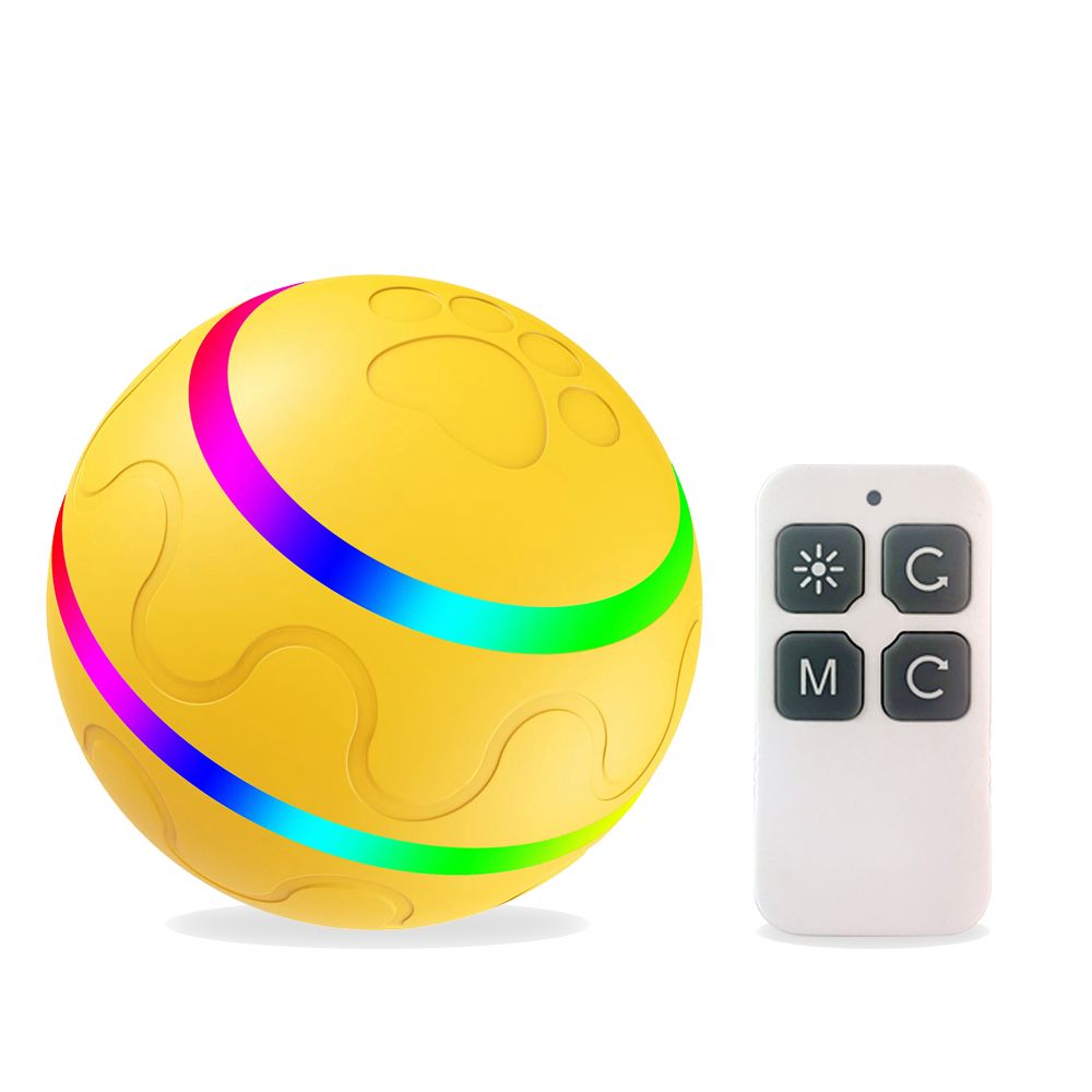 Smart Jumping Ball USB Electric Pet Toys Automatic Rotating Toy For Cat Dog Kids Magic Roller Ball Cat LED Rolling Flash Ball-Yellow Automatic