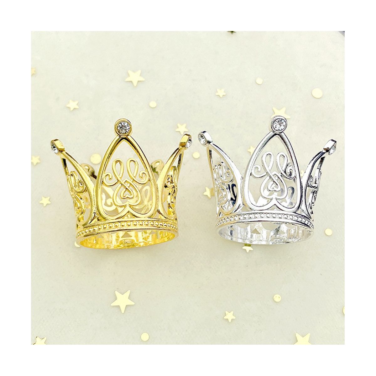 10Pcs Mini Crown Princess Topper Crystal Children Hair