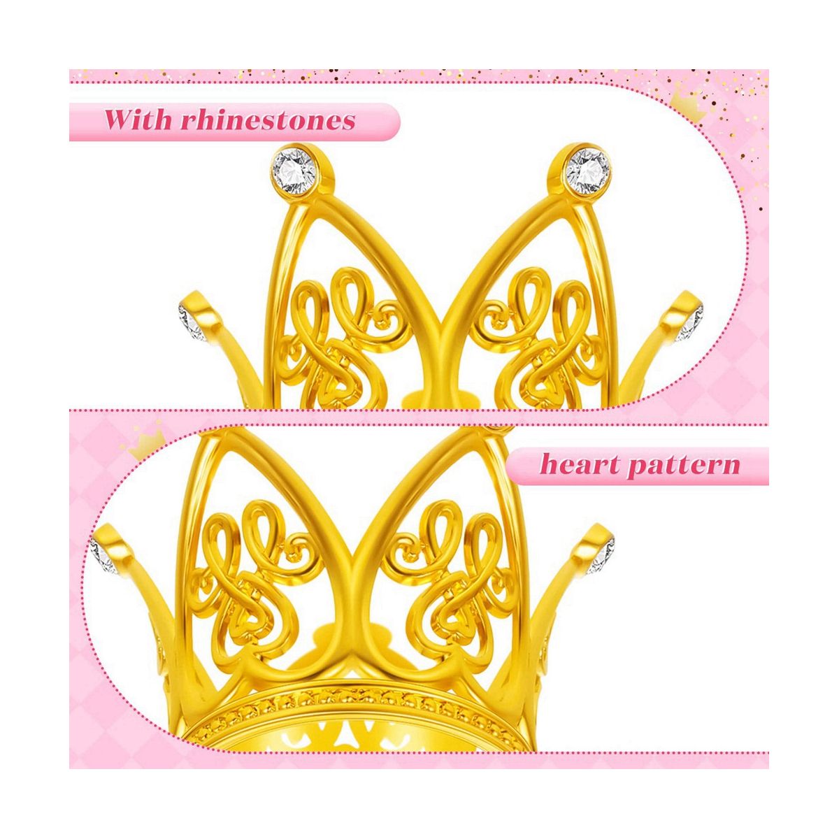 20Pcs Crown Cake Topper Mini Baby Crown Gold Cro
