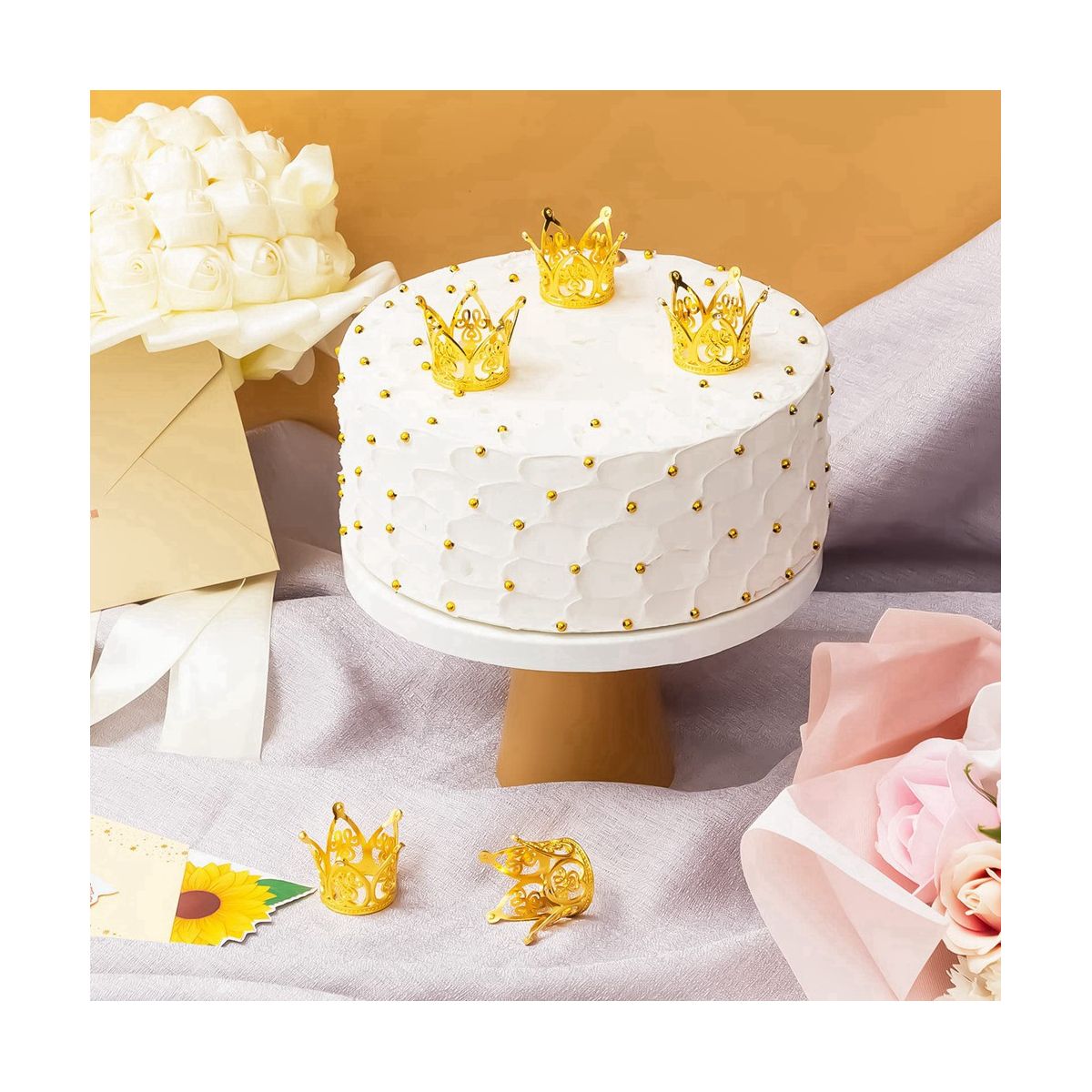 20Pcs Crown Cake Topper Mini Baby Crown Gold Cro