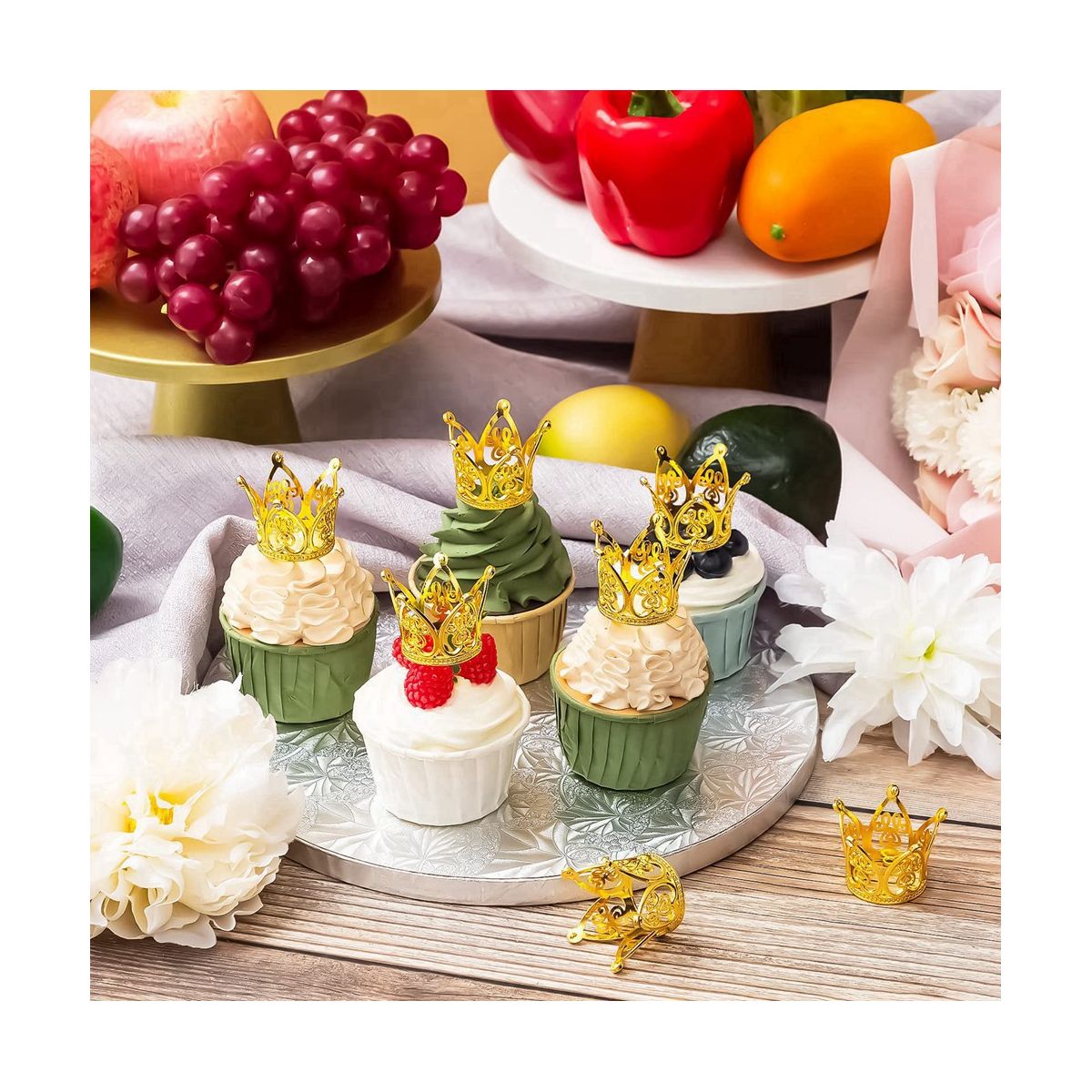20Pcs Crown Cake Topper Mini Baby Crown Gold Cro