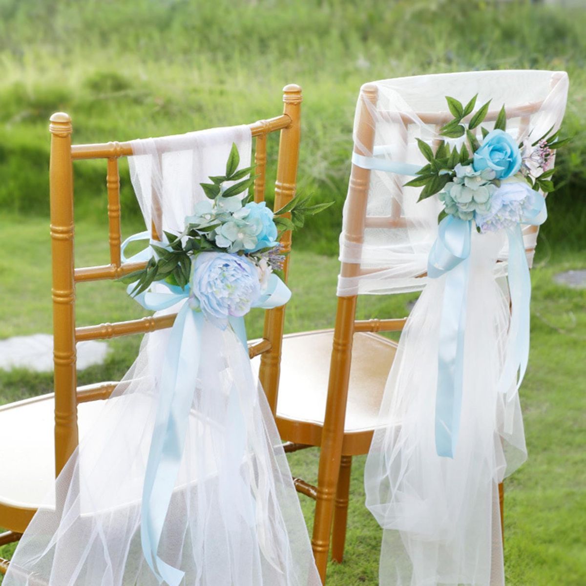 Flower Wedding Chair Decor Bouquet Flower Cover White